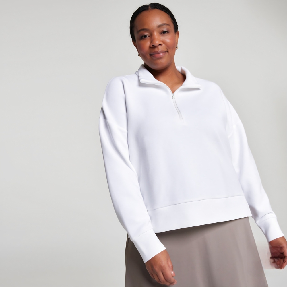 CALIA Fall Textured 1/4 Zip Pullover, Pure White,  NWT